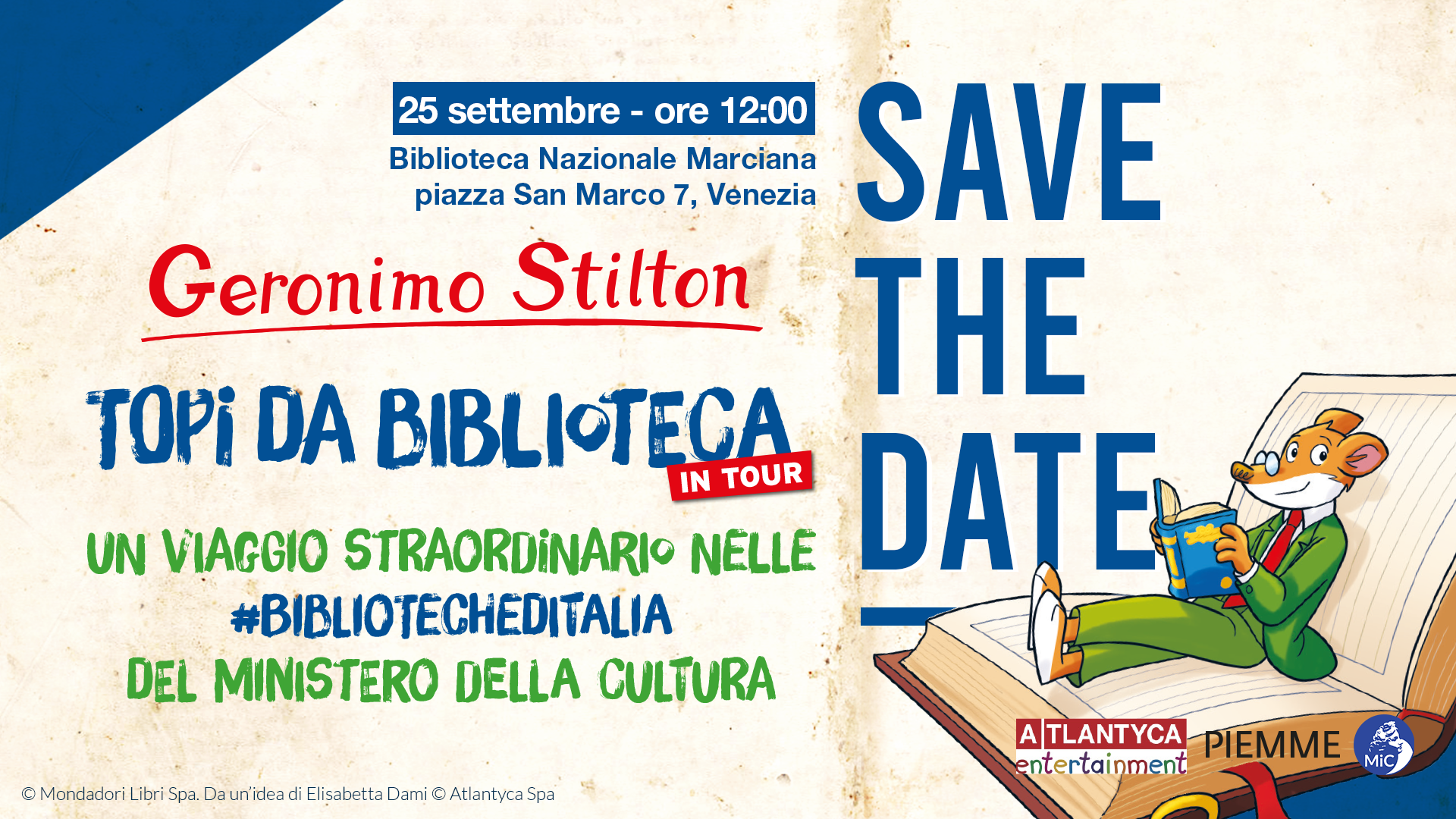 Un appuntamento speciale: Geronimo Stilton incontrerà i bambini e le famiglie nella Biblioteca Nazionale Marciana!